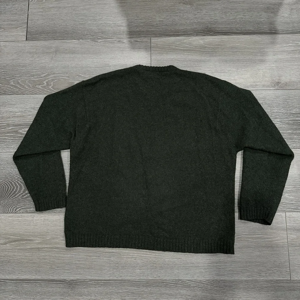 Vintage J.Crew Mens XL 100% Shetland Wool V-Neck Sweater Dark Heather Green